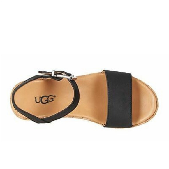 UGG Kids Black Sandals with Cork Wedge - Picture 3 of 12